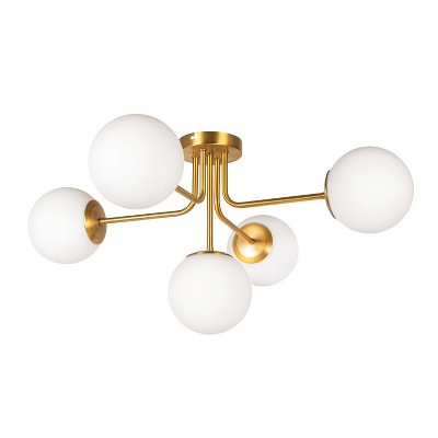 Storied Home Sputnik 5-Light Flush Mount Opal Glass Ceiling Light