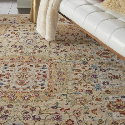 Majestic Sand Medallion Wool and Synthetic Rug 5'6" x 8'