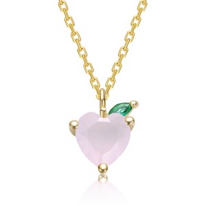 Guili 14K Gold Plated Necklace with Colored Cubic Zirconia Heart and Leaf Charms for a Sparkling, Playful Look - 1 of 2