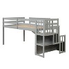 NicBex Twin Size Loft Bed Wooden Bed Frame with Slide, Storage Stairs and Full Length Guardrail, No Box Spring Required, Space saving - image 3 of 4