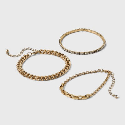 Brass Beaded Bracelet 3pc - A New Day™ Gold : Target