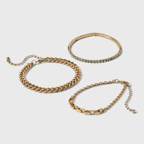 Paperclip Chain Bracelet Set 3pc - A New Day™ Gold : Target