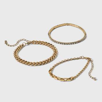 Cup Chain Bracelet Set 3pc - A New Day™ Gold