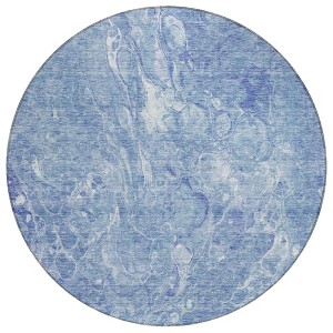 Sky Blue And Navy Blue Abstract Washable Indoor Outdoor Area Rug - 1 of 4