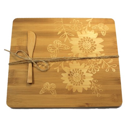 Tabletop 12.0" Cheese Board And Spreader Set Laser Cut Ganz  -  Serving Platters