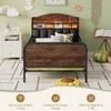 QingMoon Twin Bed Frame for Kids, Metal Platform Bed Frame with Light, Modern Twin Size Beds with Rails and Storage Headboard for Girls & Boys - 3 of 4