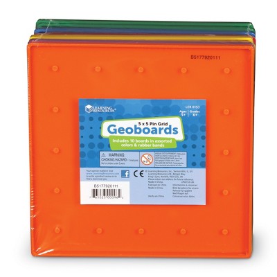 Assorted Color 7" Plastic Geoboards Set of 10