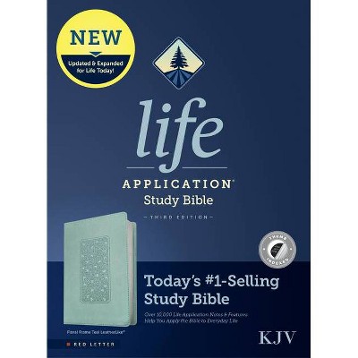 KJV Life Application Study Bible, Third Edition (Red Letter, Leatherlike, Floral Frame Teal, Indexed) - (Leather Bound)