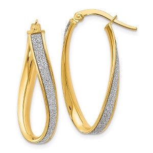 Black Bow Jewelry 3.75mm Glitter Infused Oval Twist Hoops in 14k Yellow Gold, 28mm - 1 of 4