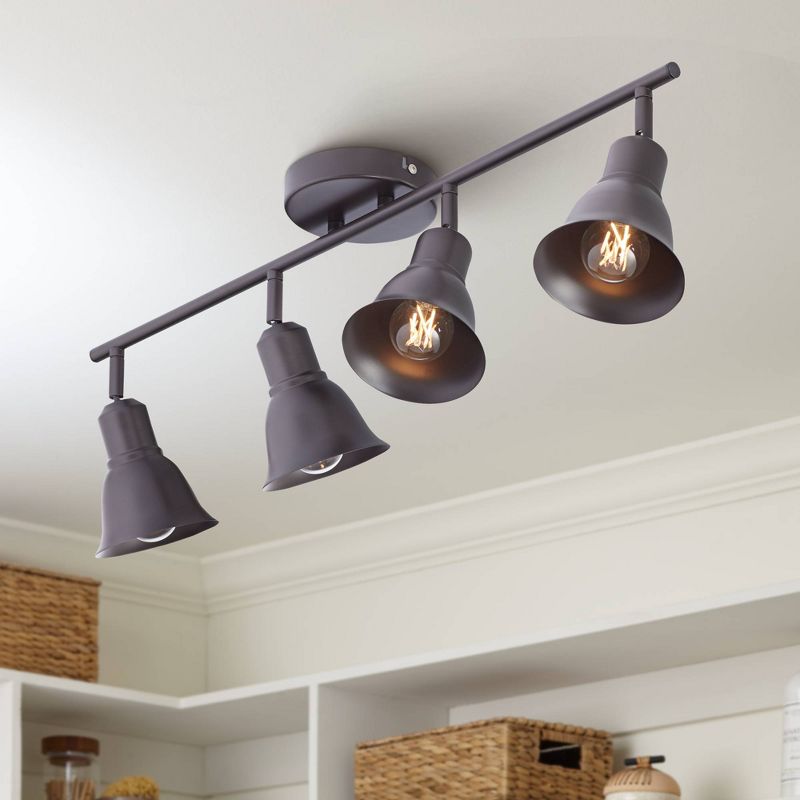 Pro Track 4-Head Ceiling or Wall Track Light Fixture Kit Spot Light Adjustable Brown Bronze Finish Metal Modern Kitchen Bathroom Dining 30 1/2" Wide, 2 of 10