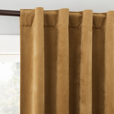 Gold Velvet Thermal Blackout Back Tab Curtain Panel, 50" x 84"
