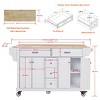 Wood Top Kitchen Island Cart with Wheels, 4 Doors & 5 Drawers, Rolling Storage Cabinet for Kitchen or Dining-The Pop Home - 4 of 4