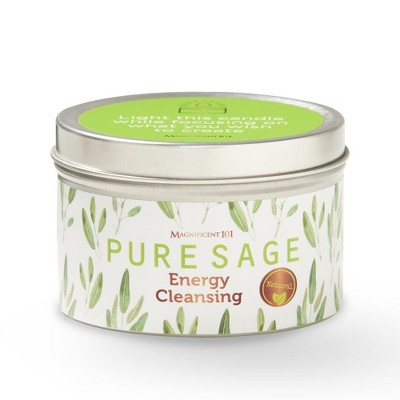 Magnificent 101 Long Lasting Pure White Sage Candle - 6 Oz - 35 Hour Burn Time - All Natural, Paraffin Free Candle to Cleanse