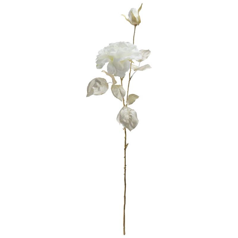 Northlight 26.5" White/Metallic Gold Rose Artificial Spring Stem, 1 of 5