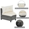8-pieces Outdoor Half-Moon Wicker Round Sofa Set, All Weather Curved Sofa Set With Rectangular Coffee Table, Beige - 3 of 4