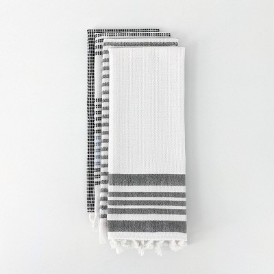 4ct Dish Towels White/Gray Stripes - Bullseye's Playground™