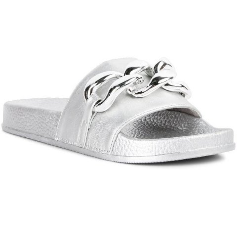 Обувь London Rag Womens Ishtar Metallic Chain Metal Slid Flats 6