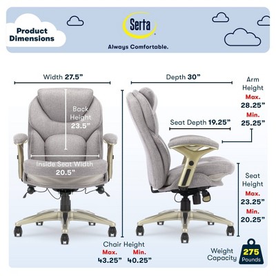 Light Gray Fabric Executive Ergonomic Swivel Chair with Adjustable Arms