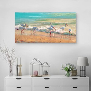 24" x 48" Seven in Heaven by Studio Arts: Beach Scene Canvas, Coastal Herons Art - Masterpiece Art Gallery - 1 of 4