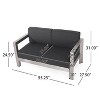 Christopher Knight Home Aviara Outdoor Loveseat with Cushions Aluminum Silver/Charcoal - 3 of 4
