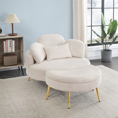 Accent Chair with Storage Ottoman,Upholstered Arm Chair with Footrest, Single Sofa Chair Reading Chair for Living Room Bedroom Office
