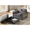 Single Chaise Lounge Sofa with Storage Ottoman, Sofa with Charging Port and Side Pockets, Chenille Fabric Sofa with Cushion-Coolbibila - 3 of 4