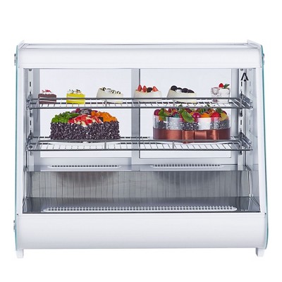 Acekool Commercial Countertop Refrigerator Display Case 5.3 Cu. Ft with Interior LED Lighting & Rear Sliding Door