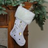 Northlight 19" Ivory White Gold Foil "Merry" Christmas Stocking with White Faux Fur Cuff - 2 of 2