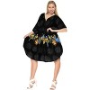 LA LEELA Women's House Daily Routine Evening Wear Holiday Casual Dailywear Loungewear African Party Bathing Suit Cover Ups 2X-3X Black, Floral - 4 of 4