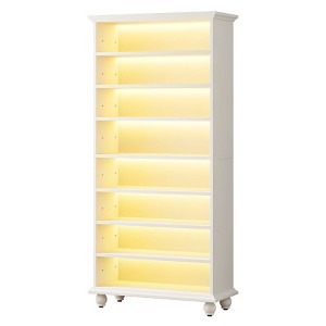 Tribesigns 9-Tier 30 Pairs Shoes Storage Cabinet with LED and Solid Wood Legs - 1 of 4
