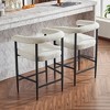 CAVINAS Modern Elegant Bar Stools, Counter Height Kitchen Chairs, Boucle Fabric Bar Chairs with Metal Frame & Armrests for Kitchen, Set of 2 - 2 of 4