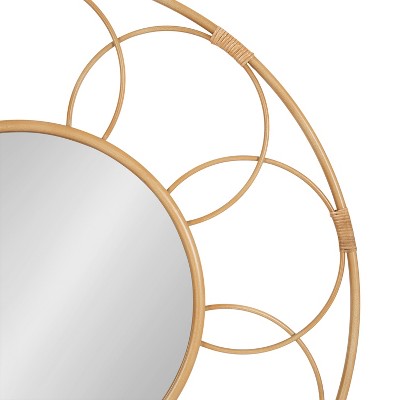 Cori 34" Round Natural Rattan and Metal Mirror