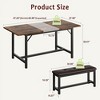 63" Extendable Dining Room Table Set With 2 Upholstered Benches for 4-6, 3 Piece Large Rectangle Kitchen Table Set With Metal Frame for Home - 2 of 4
