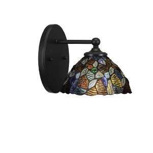 Toltec Lighting Capri 1 - Light Sconce in  Matte Black with 7" Blue Mosaic Art Glass Shade - 1 of 1