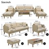 6 PCS All Weather PE Wicker Sofa Set, Patio PE Rattan Conversation Set with Wood Legs Wood Table Top-ModernLuxe - 3 of 4