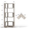 Gulches 6-Tier L-Shaped Corner Bookshelf - Light Gray Wooden Freestanding Bookcase with Anti-Drop Baffles & Anti-Tipping Device - 2 of 4