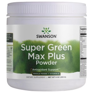 Swanson Super Green Max Plus Powder - Whole Foods + Vitamin E 9 oz Powder - 1 of 2