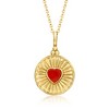 Ross-Simons Pink Mother-Of-Pearl and Red Agate Reversible Heart Pendant Necklace in 18kt Gold Over Sterling Size 18 - 3 of 4