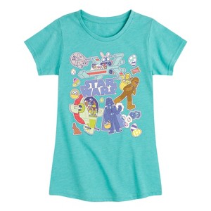 Girls' - Star Wars - Easter Sticker Fitted Short Sleeve Graphic T-Shirt - 1 of 4