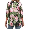 Nlife Women's Casual V Neck Floral Print 3/4 Length Sleeve Blouses Tropical Hawaiian Shirt Tops - 4 of 4