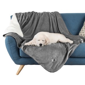 Waterproof Pet Blanket - 50x60-Inch Reversible Fleece Throw Protects Couches, Cars, and Beds from Spills, Stains, and Fur by PETMAKER (Gray) - 1 of 4