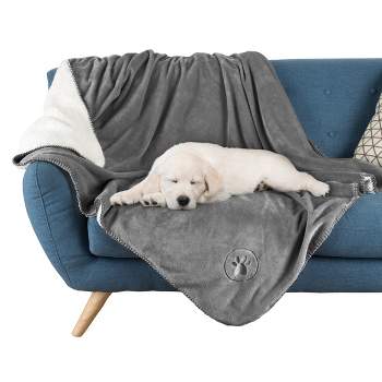 Waterproof Pet Blanket - 50x60-Inch Reversible Fleece Throw Protects Couches, Cars, and Beds from Spills, Stains, and Fur by PETMAKER (Gray)