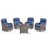 Gymojoy 5 Pieces Outdoor Patio Wicker Swivel Chair with 6 Inch Cushions and Fire Pit Table - 3 of 4