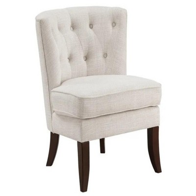 26"1pc Modern Beige Upholstery Button Tufted Accent Chair