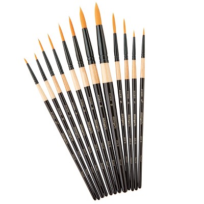 KINGART Brush Set Gold Nylon 12 Rounds