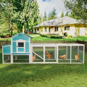 ORRD Wooden Chicken Coop with Nesting Box, Free-Range Door & Sliding Tray, Large Outdoor Poultry Cage - 1 of 4