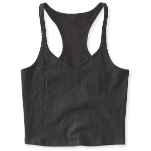 Aeropostale Womens Trimmed V-Neck Cami Tank Top, Black, X-Small - 1 of 2