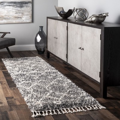 Transitional Kristi Easy-Care Shag Runner Rug, 2' 6" x 8', Gray