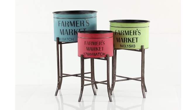 Set of 3 Farmhouse Iron Planters with Stands - Olivia &#38; May, 2 of 20, play video