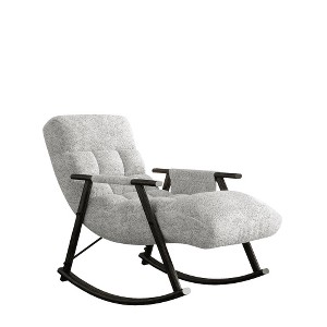 Lyngins Folding Nursery Rocking Chair,Glider Rocking Chair with Adjustable Backrest and Footrest,Accent Chair for Bedroom,Living Room - 1 of 4